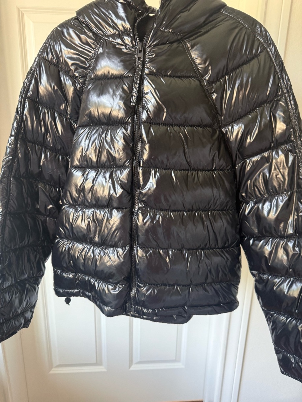 Zara Black Shiny Puffer Jacket Size M